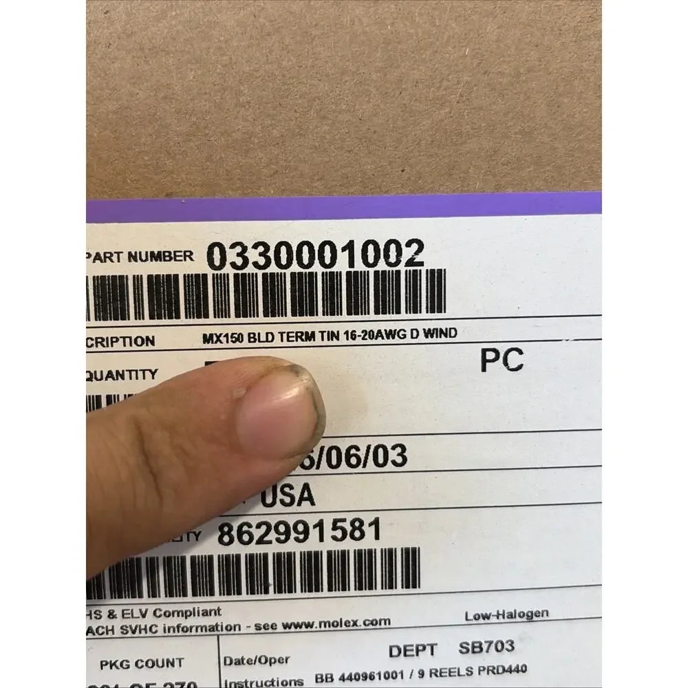 Molex MX150 Male Terminal 16-20 AWG Molex 33000-1002 Pkg of 25
